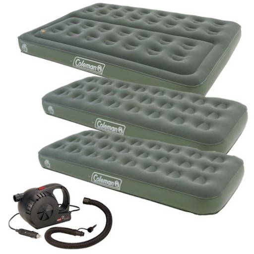 Coleman Comfort Airbed Deal - 1 Double + 2 Single with FREE Coleman 12v Quickpump