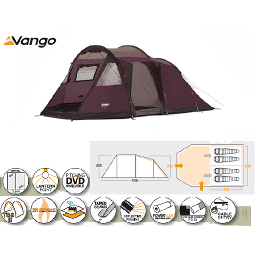 Vango Tigris 400 Family Tunnel Tent in Zinfandel - 2010 Limited Edition